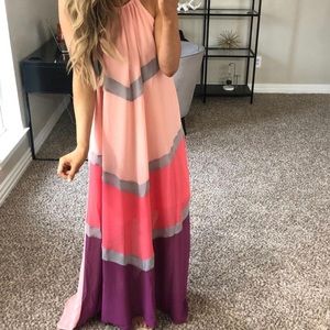 Layered pink maxi dress